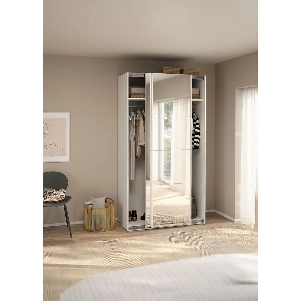 Hioshop Catania schuifdeurkast 2 deuren met spiegel 120x220cm wit