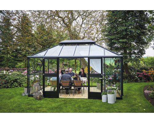 JULIANA Grand Oase kas 13,0 m² 3 mm veiligheidsglas 439 x 296 cm antraciet/zwart