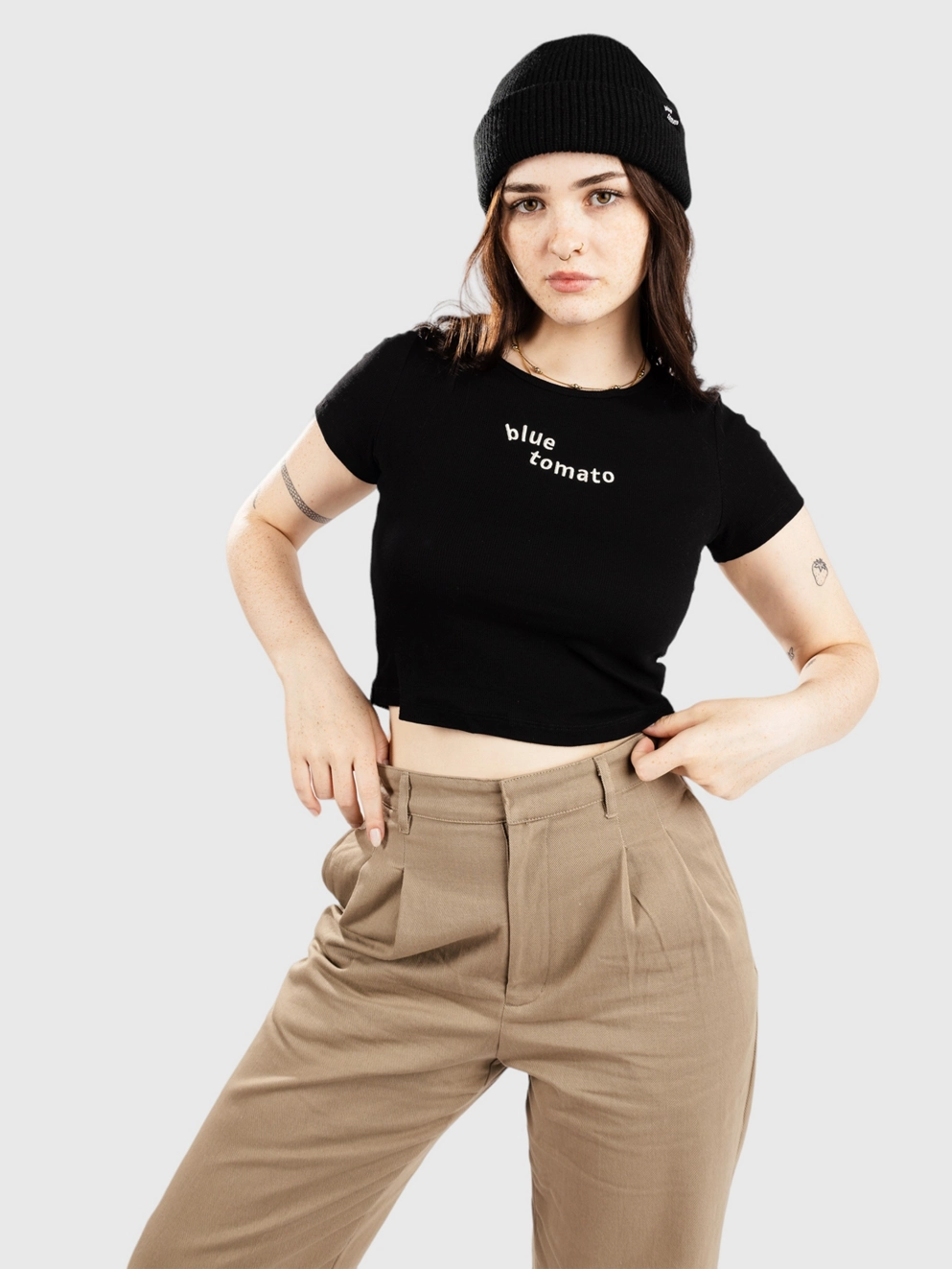 Blue Tomato Crop Rib T-Shirt black