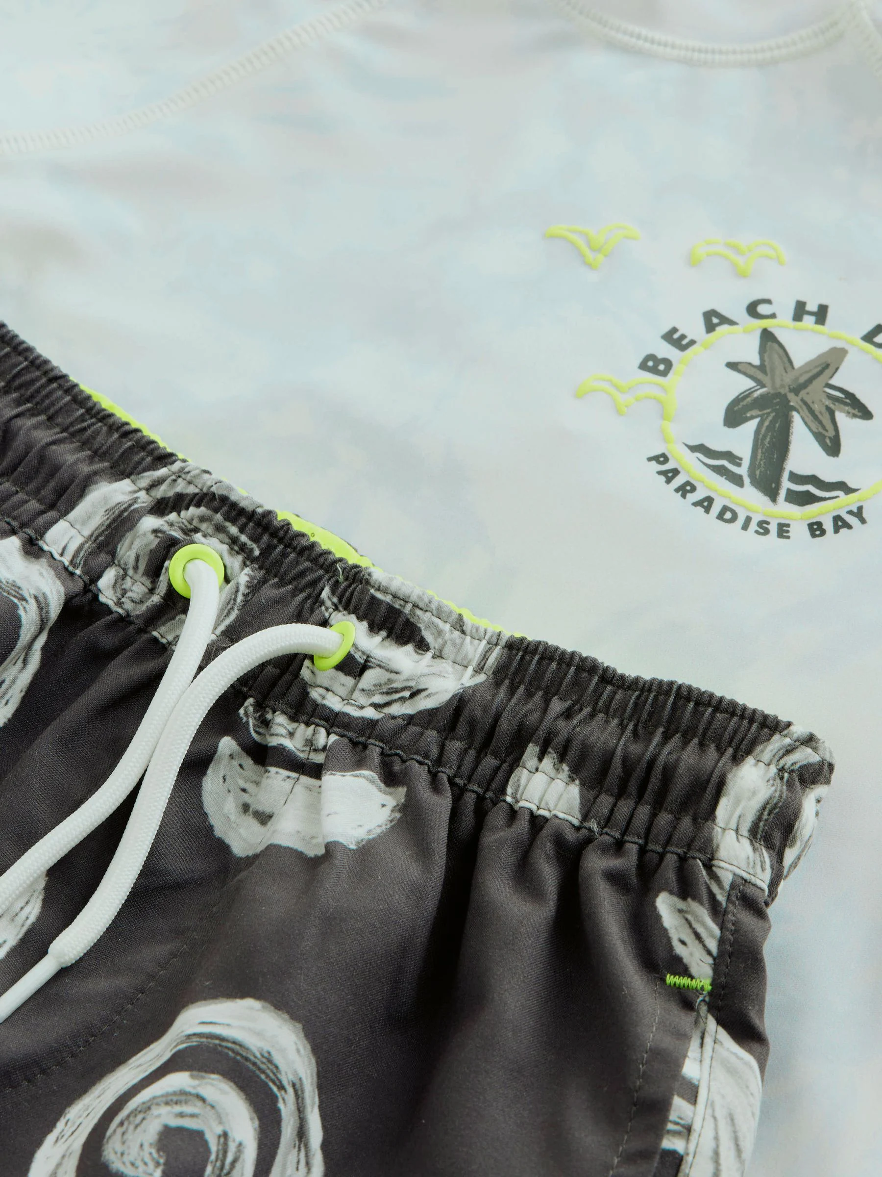 Zwart-wit tie-dye - Set van surfhemdje en shorts (3 mnd - 7 jr)