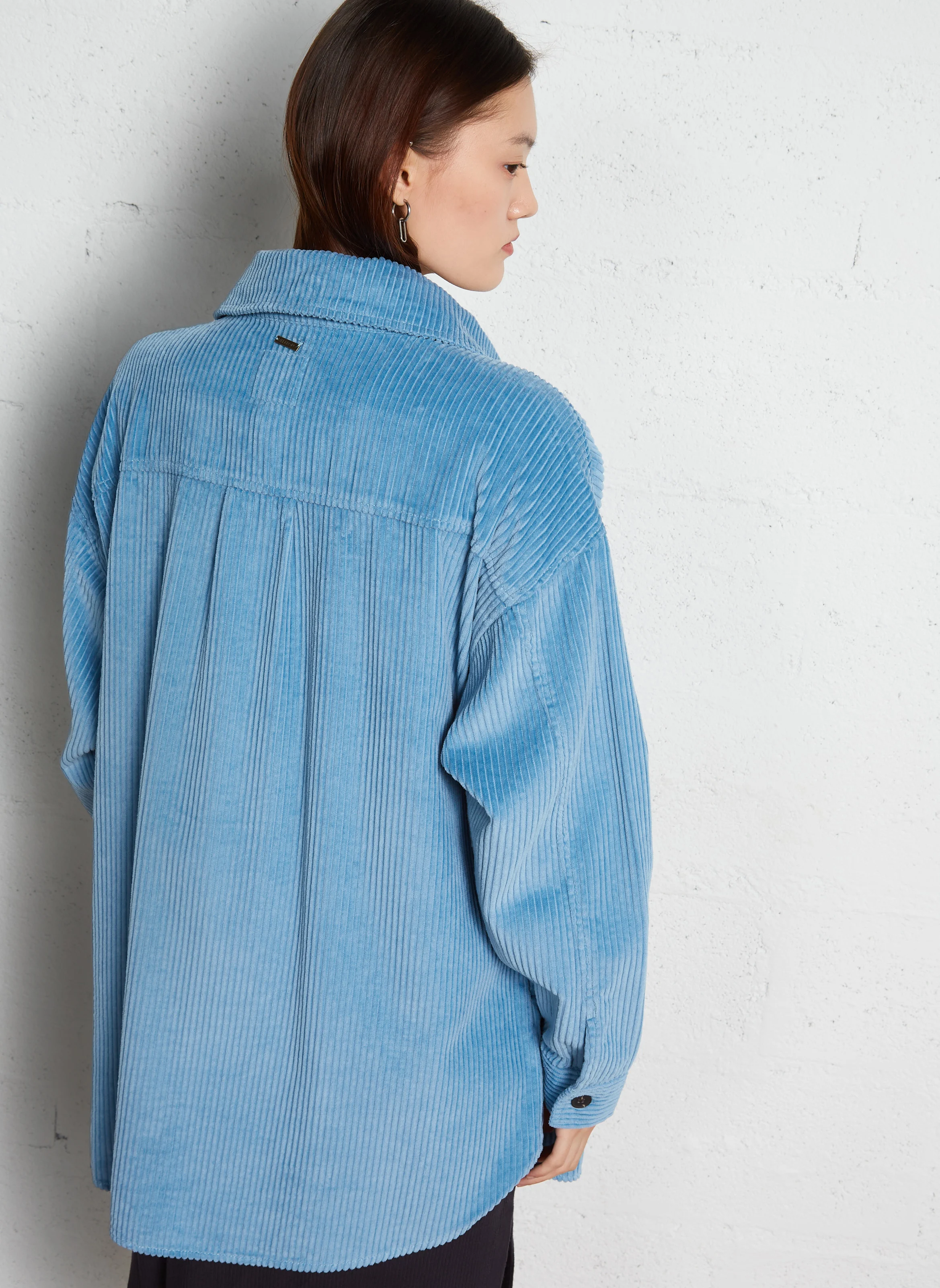WINTER OCEAN - Robe courte col chemise en coton | Bleu