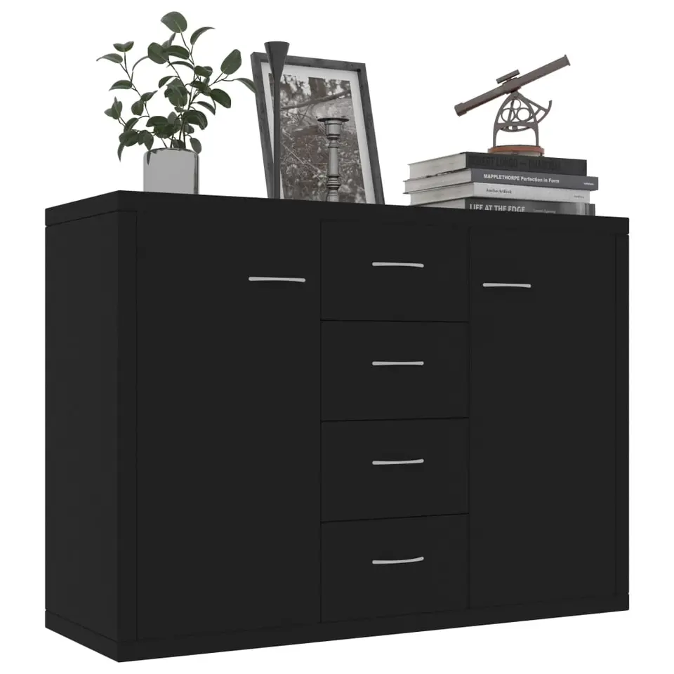 vidaXL - Dressoir - Zwart - Bewerkt hout