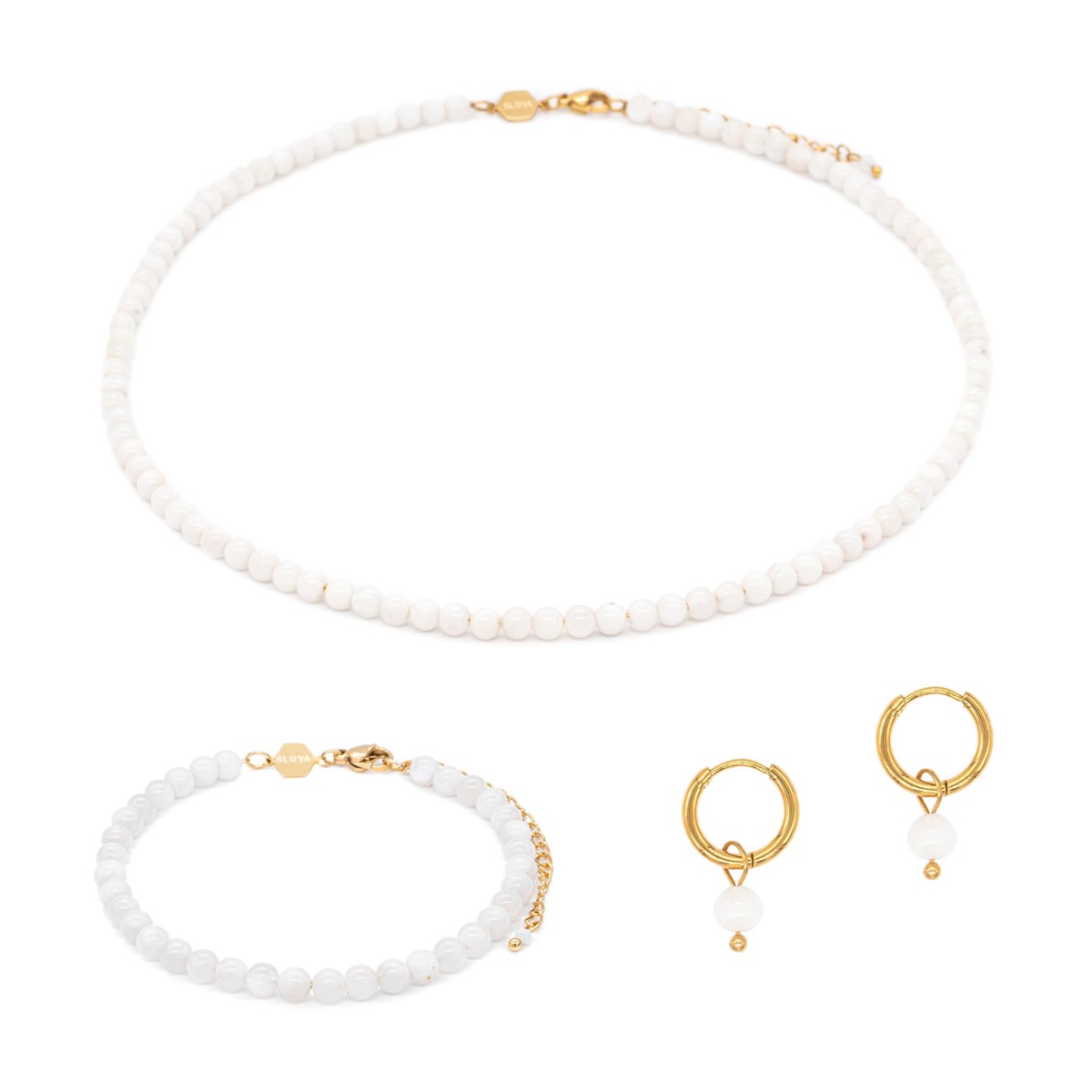 Collier, bracelet et boucles d'oreilles Serena en Pierres de Lune