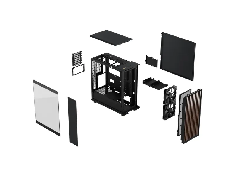 Fractal Design North - Mid tower - ATX - sidepanel med vindue (tonet glas) - ingen strømforsyning (ATX) - charcoal black - USB/Lyd