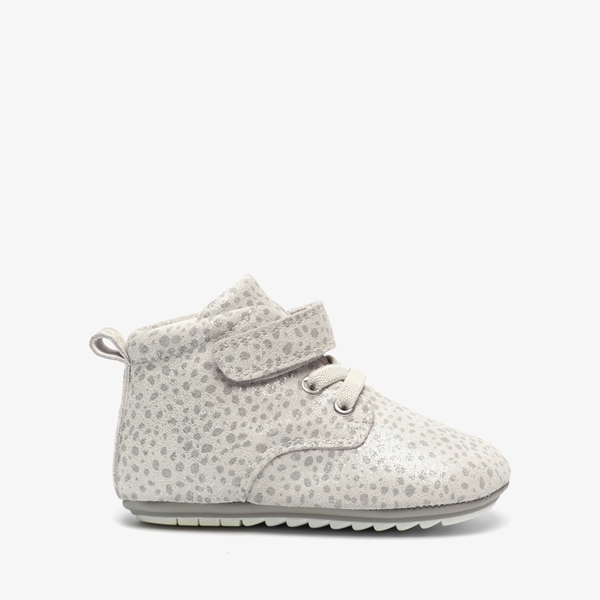 Groot leren babyschoenen wit/zilver