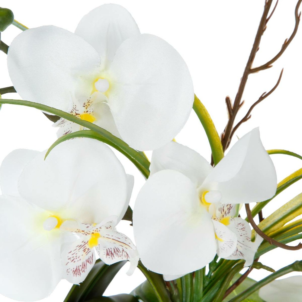 Composition florale artificielle d'orchidées avec vase céramique h 44 cm