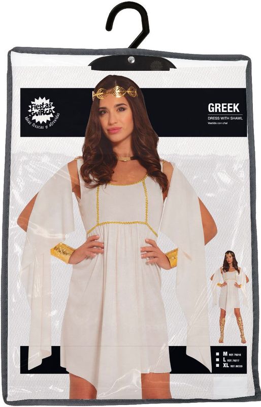 Fiestas Guirca - Cleopatra - Verkleedjurk - Wit - 100% Polyester