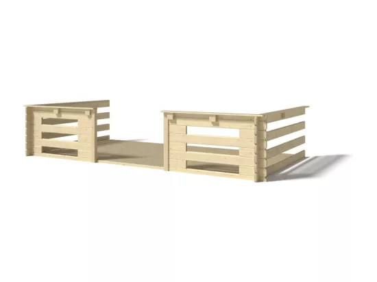Abri de jardin en bois - 4x3 m + terrasse avec balustrade et avant-toit en bois - 24 m2 - DOM337+DOM392+DOM393+POD04 - ALTANKA