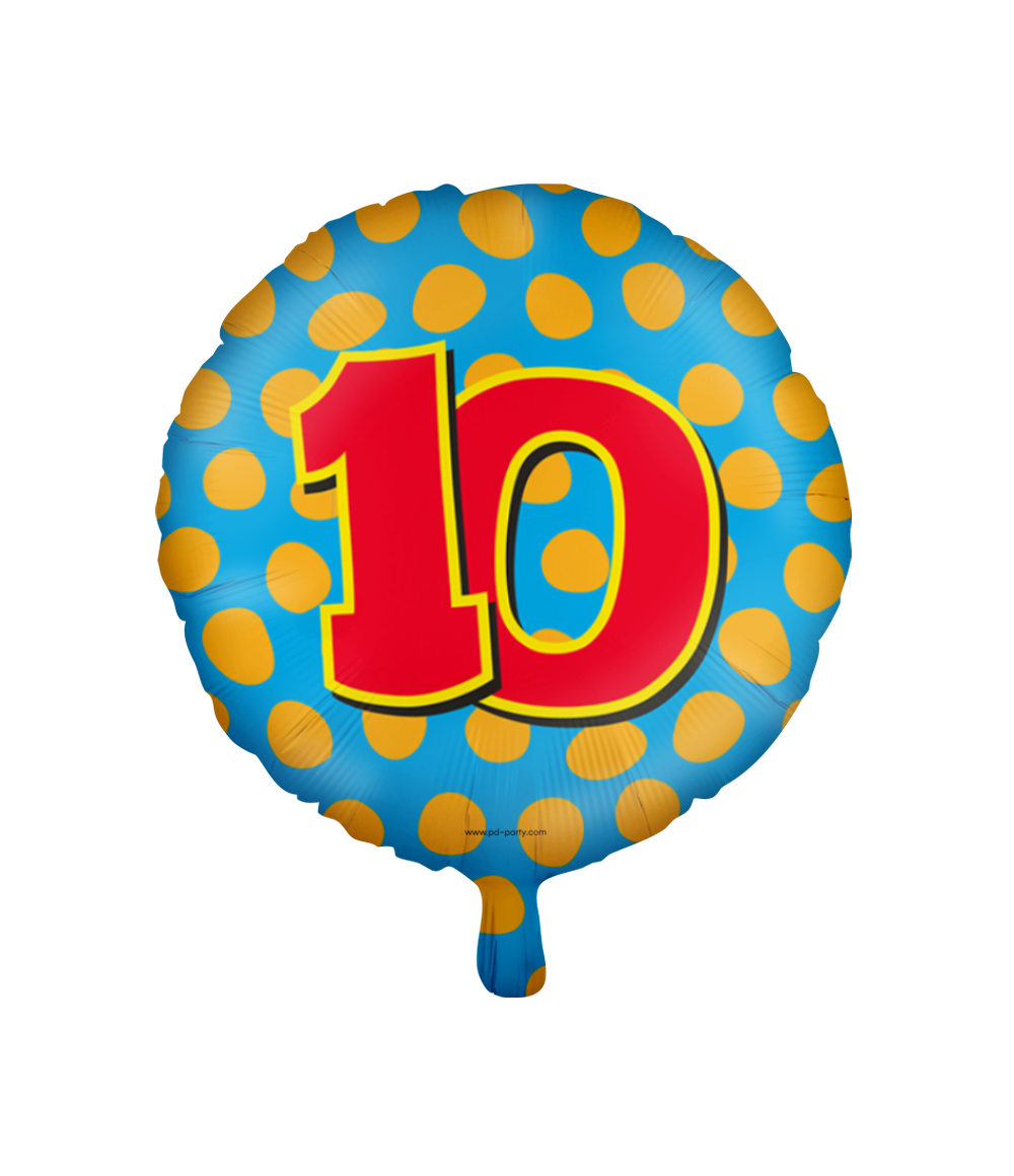 Helium Ballon 10 Jaar Gekleurd Leeg 46cm