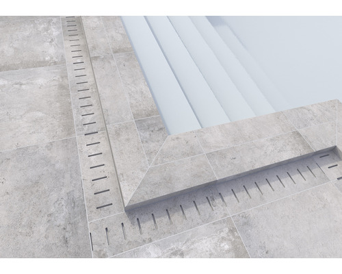 FLAIRSTONE Zwembadrand, zwembadrandsteen, Loft Grey, afvoer/overloop grijs, 60 x 15 x 2 cm