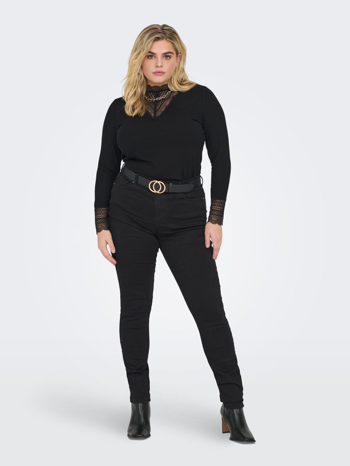 CARULTIMATE Mittlere Taille Skinny Fit Jeans Black Denim