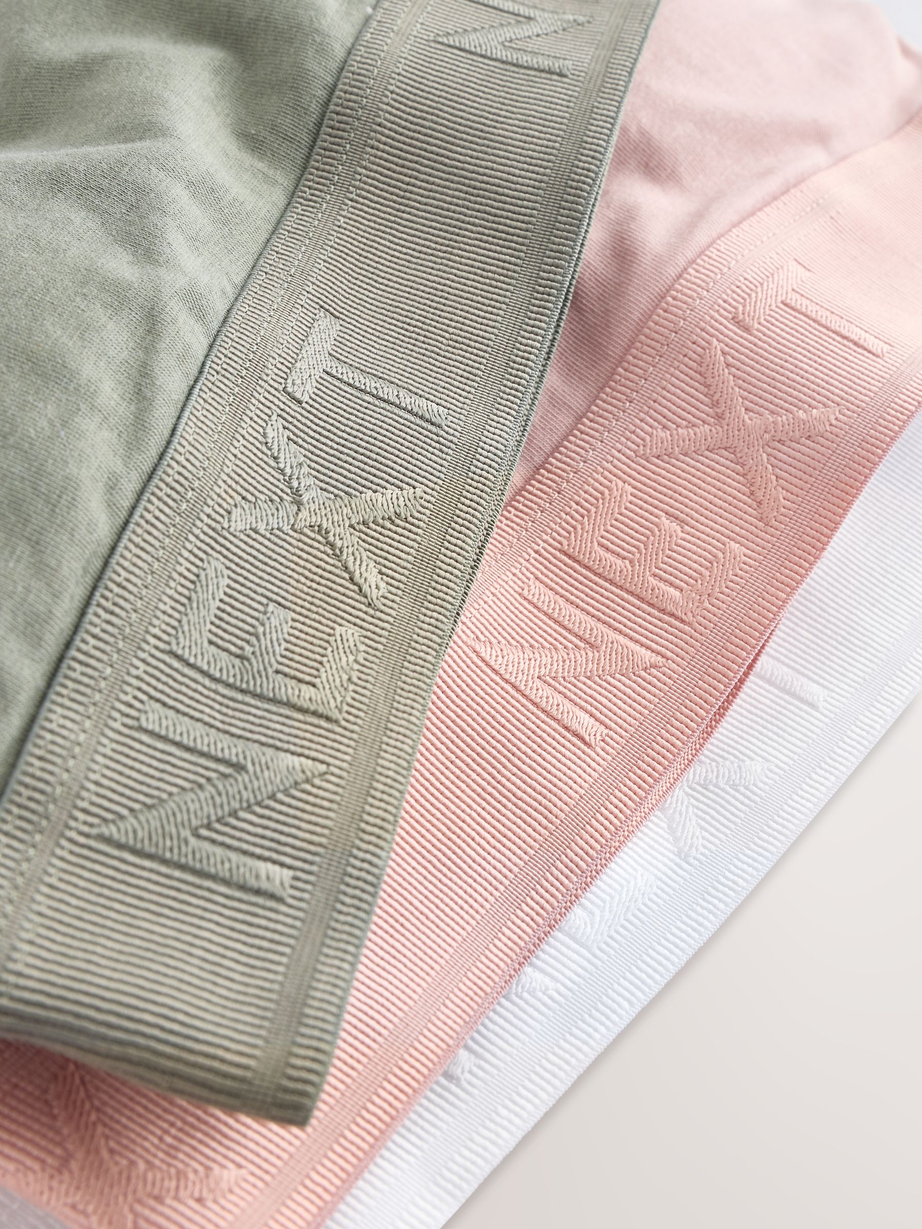 Wit/roze/kaki - Verpakking van 3 katoenrijke bandeau ultimate comfort beha's