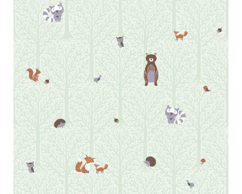 Vliesbehang 38119-2 Little Love Woodland Animals groen