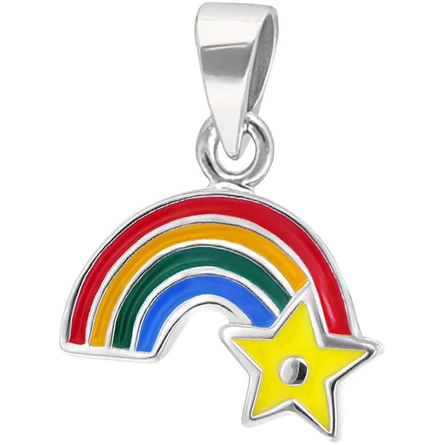 trendor Kinder-Halskette Silber 925 Collier mit Regenbogen-Anhänger silver