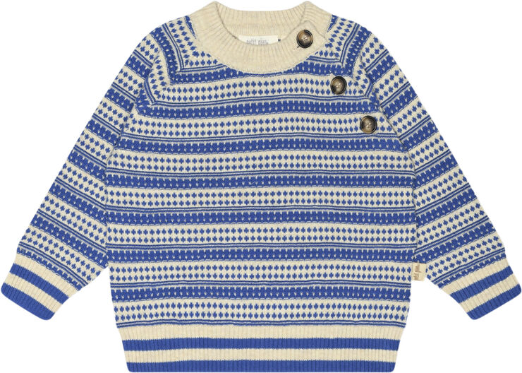 PETIT PIAO O-Neck Light Nordic Knit Sweater Off white/deep co