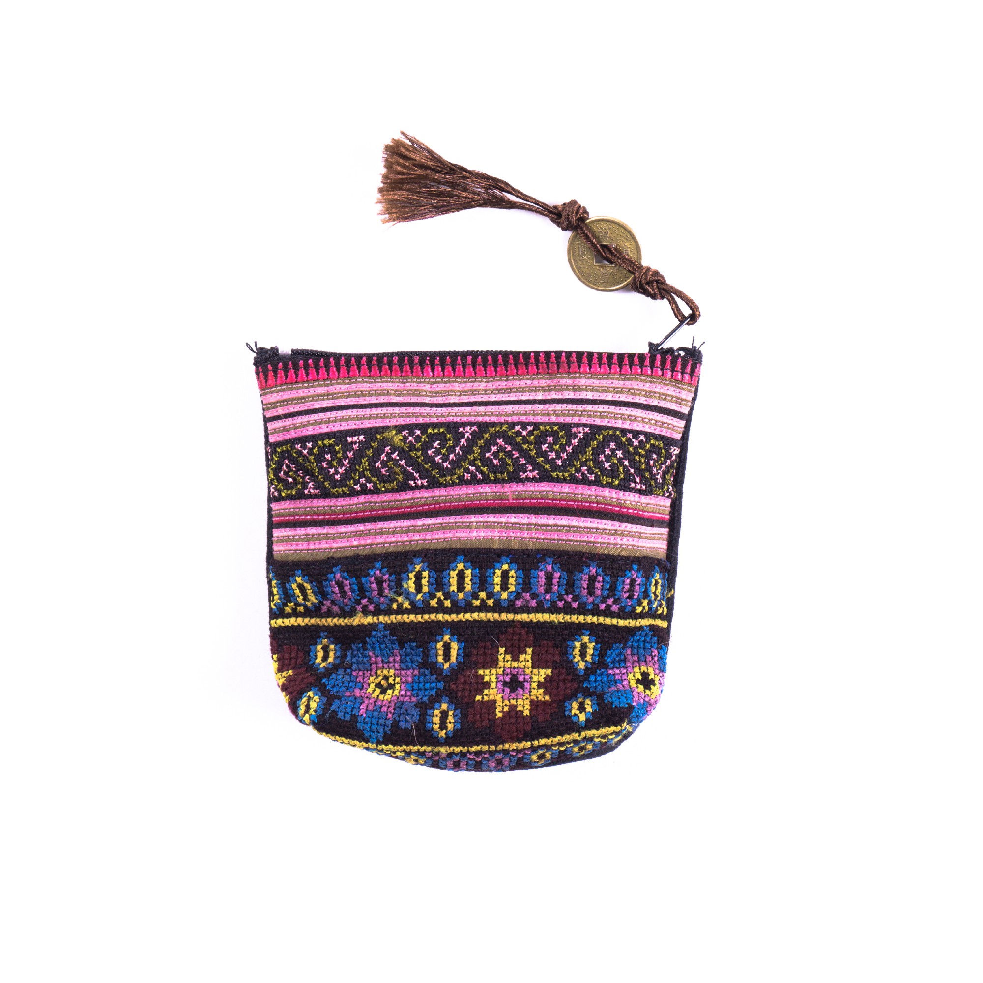 Geldbörse mit traditionellen Stickereien, purpur, multicolor, H 11 cm, B 10 cm günstig bestellen