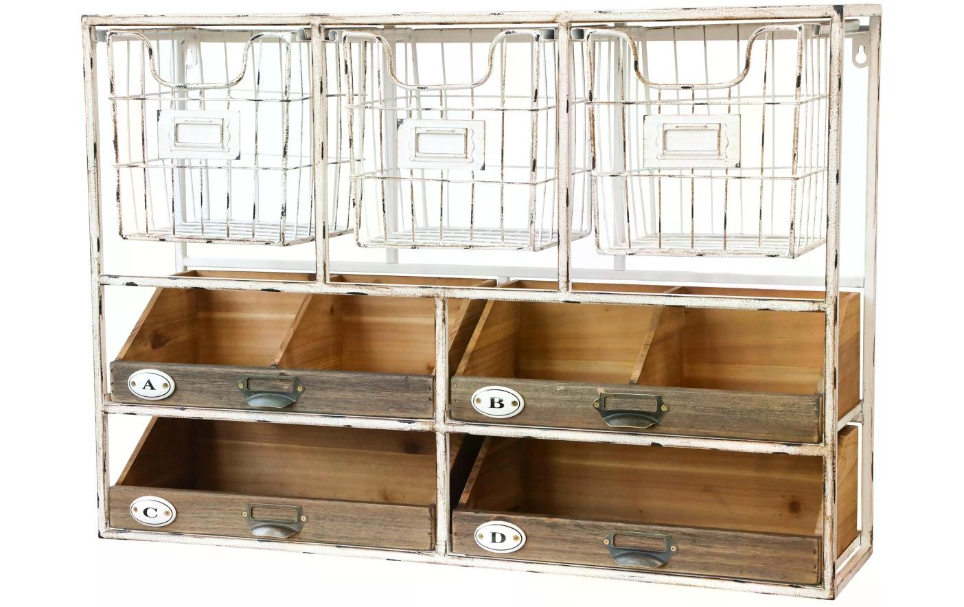 Wandregal mit Schubladen 50.5 x 71.5 x 1 cm, Braun<br>Schweberegal