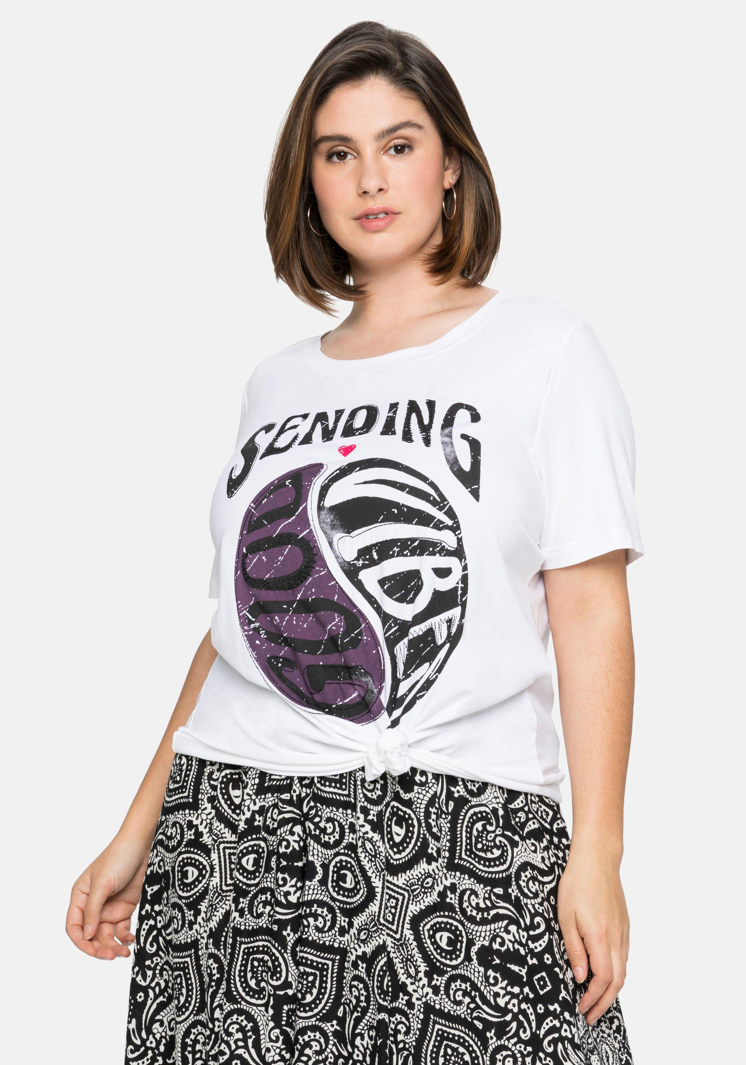 Shirt mit Frontdruck und Stickerei