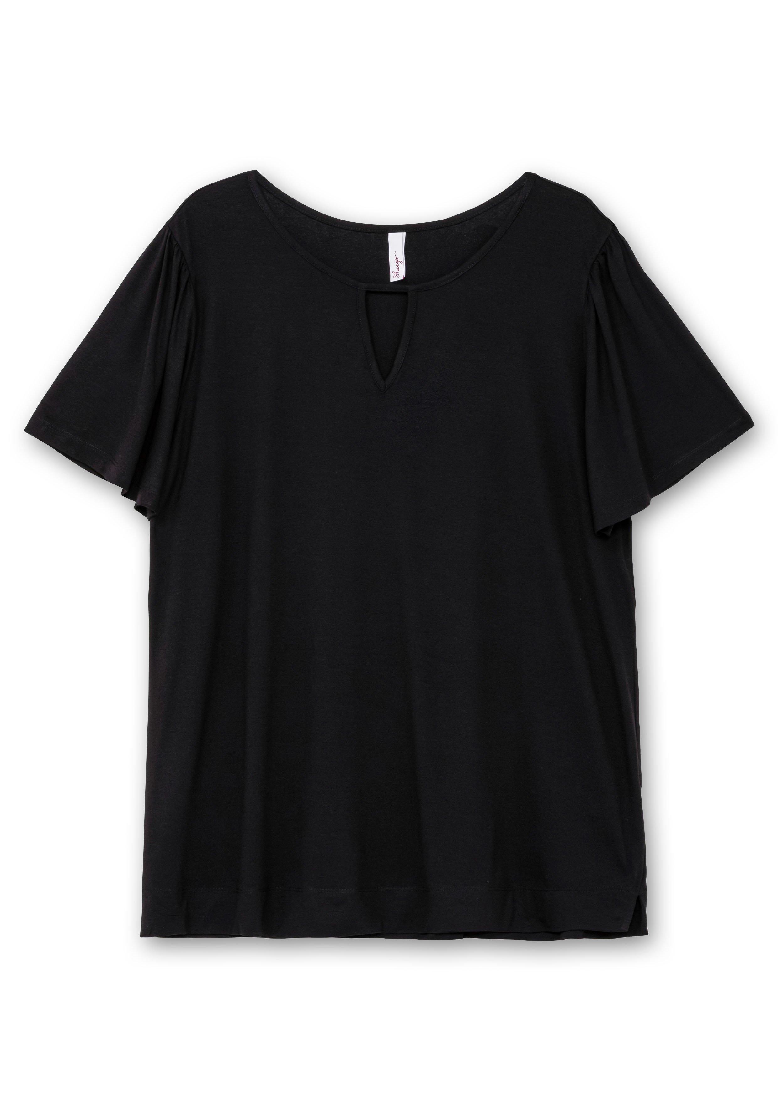 Shirt mit Cut-out am Ausschnitt und Flügelärmeln