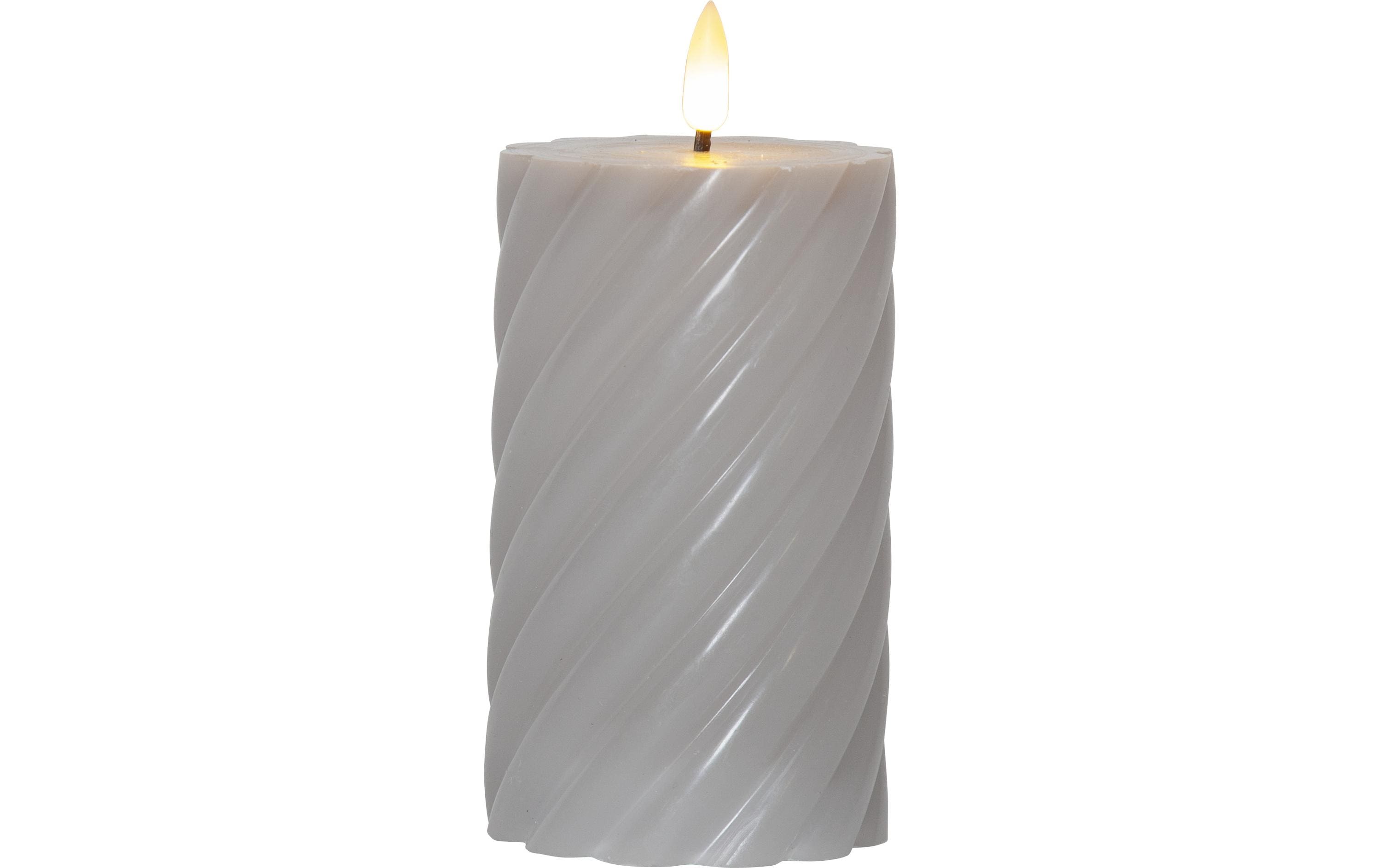 LED-Kerze Pillar Flamme Swirl, Ø 7.5 x 15 cm, GrauKünstliche Kerze mit beweglicher Flamme