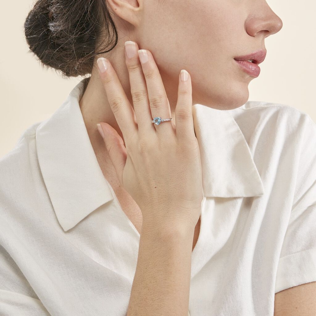 Bague Fany Or Blanc Topaze Et Oxyde De Zirconium