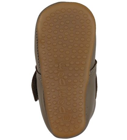 Pom Pom Hausschuhe - Klettband - Taupe