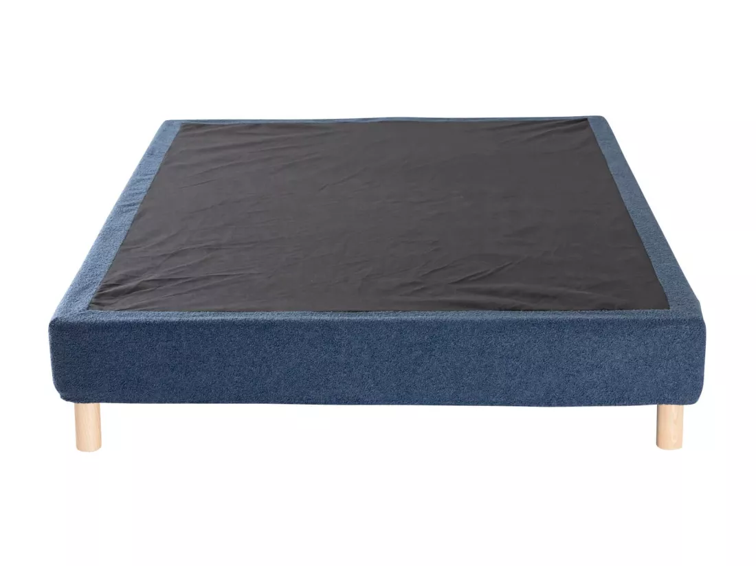 Cache-sommier bouclette intégral bleu marine 180x200 - Boucletta