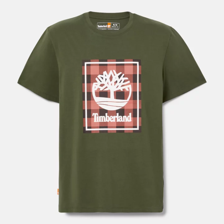 Camiseta Buffalo de manga curta para homem na cor verde escura.