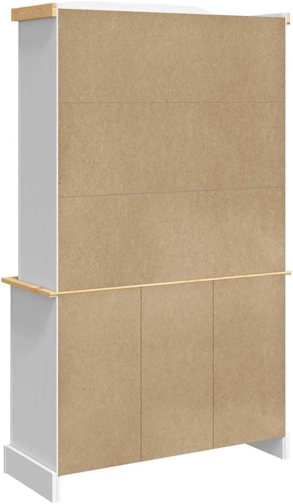 vidaXL Massivholz Highboard Anrichte Wohnzimmerschrank Vitrinenschrank Buffetschrank Landhaus Corona 112x43x196 Weiß Mexikanische Kiefer