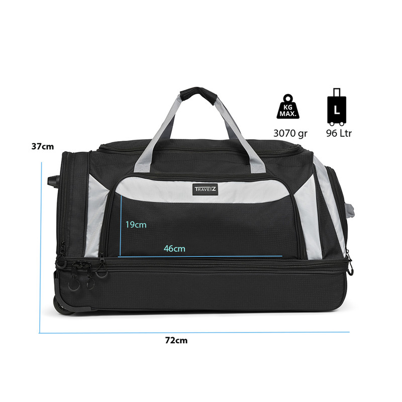 TravelZ 96 liter wieltas - Black