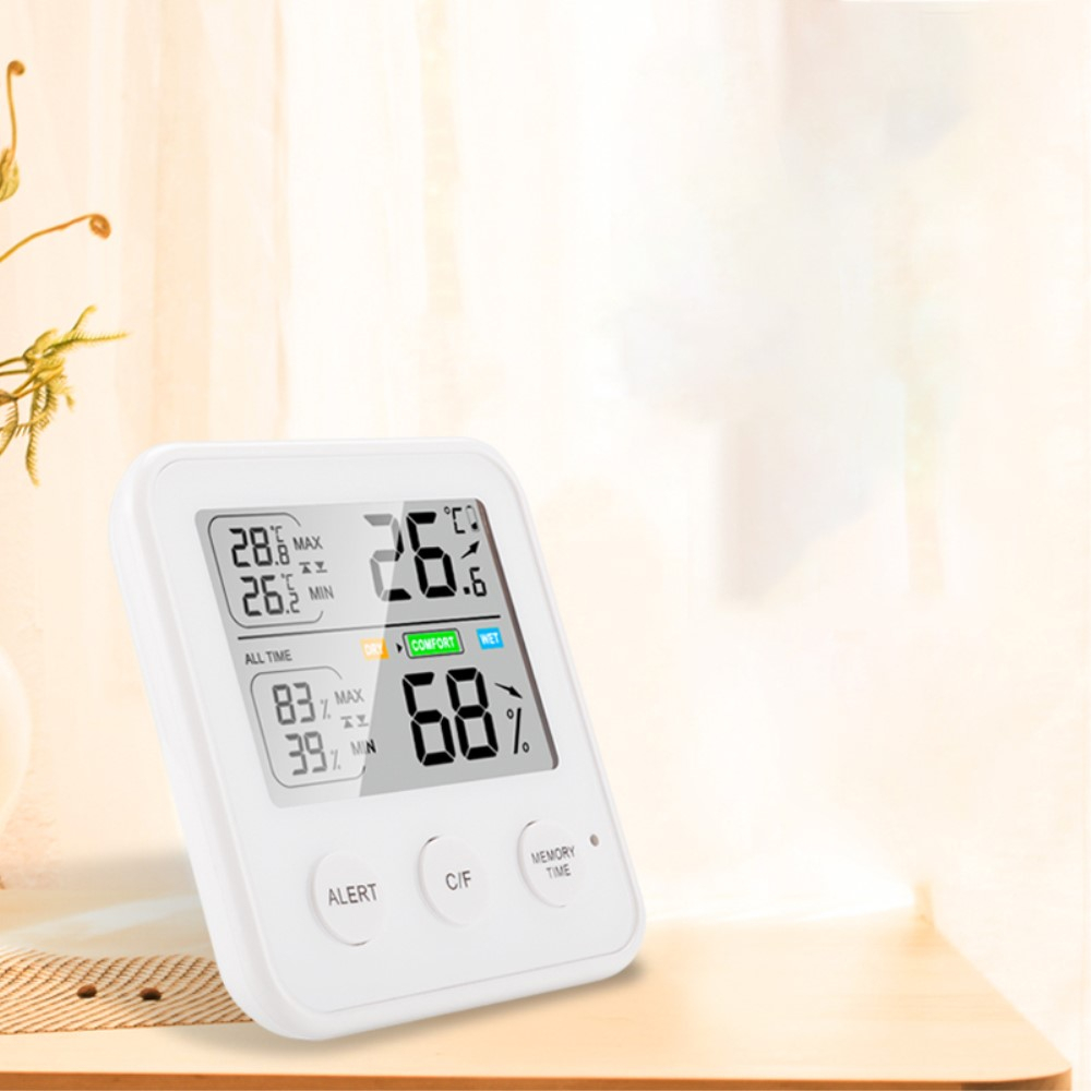 Magnetischer Digital Indoor Thermometer Hygrometer   Feuchtigkeitsmesser (Batteriebetrieben) - Weiss