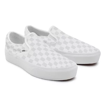 White Checkerboard Slip-On Platform personalizzate