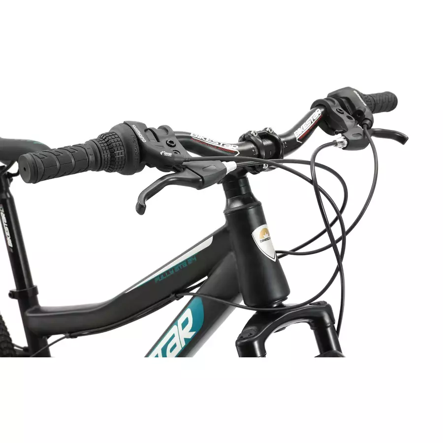 Bikestar Kinderrad Fully MTB Stahl 24 Zoll schwarz, grün