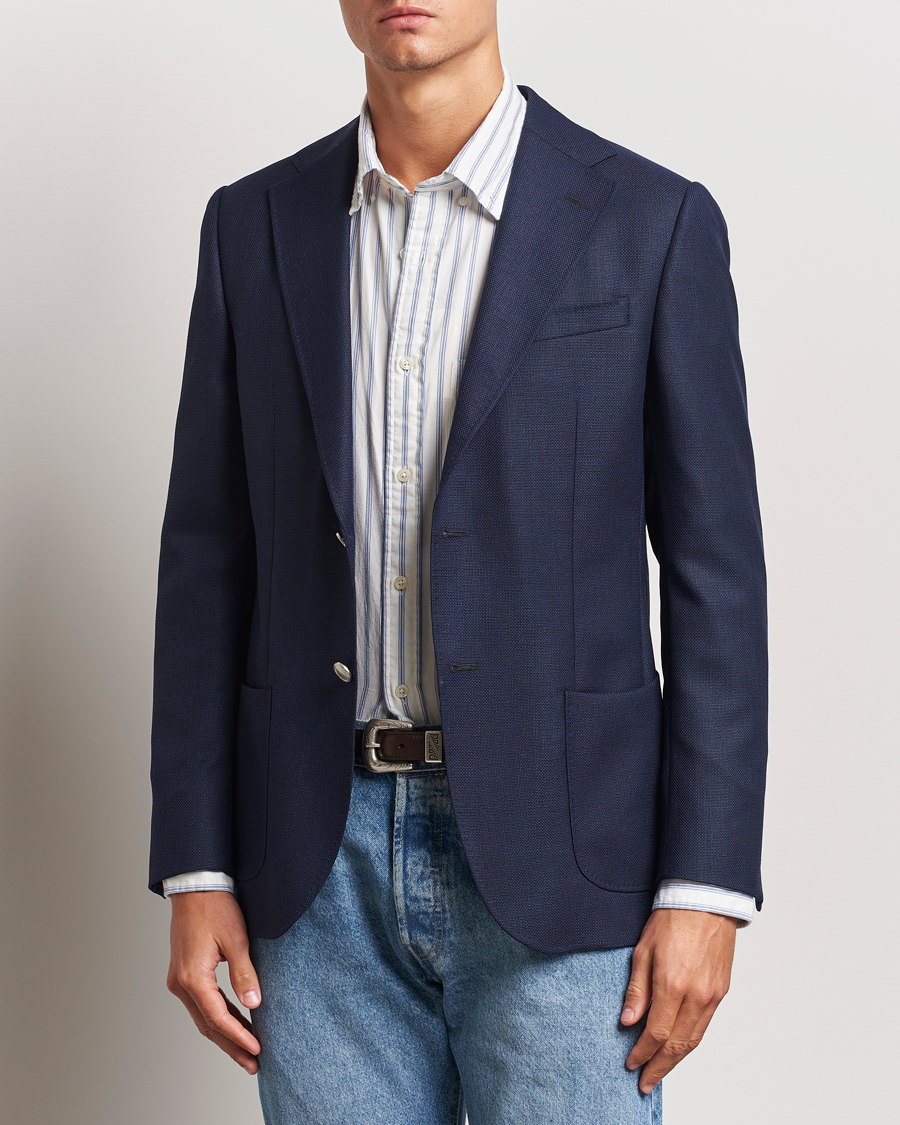 Morris Heritage Wool Hopsack Club Blazer Navy
