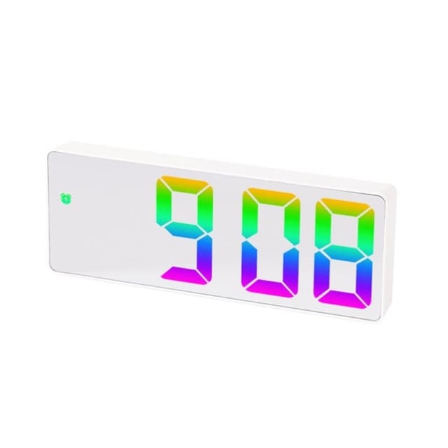 LED-ur Elektronisk digitalt vækkeur Farverig 12/24H