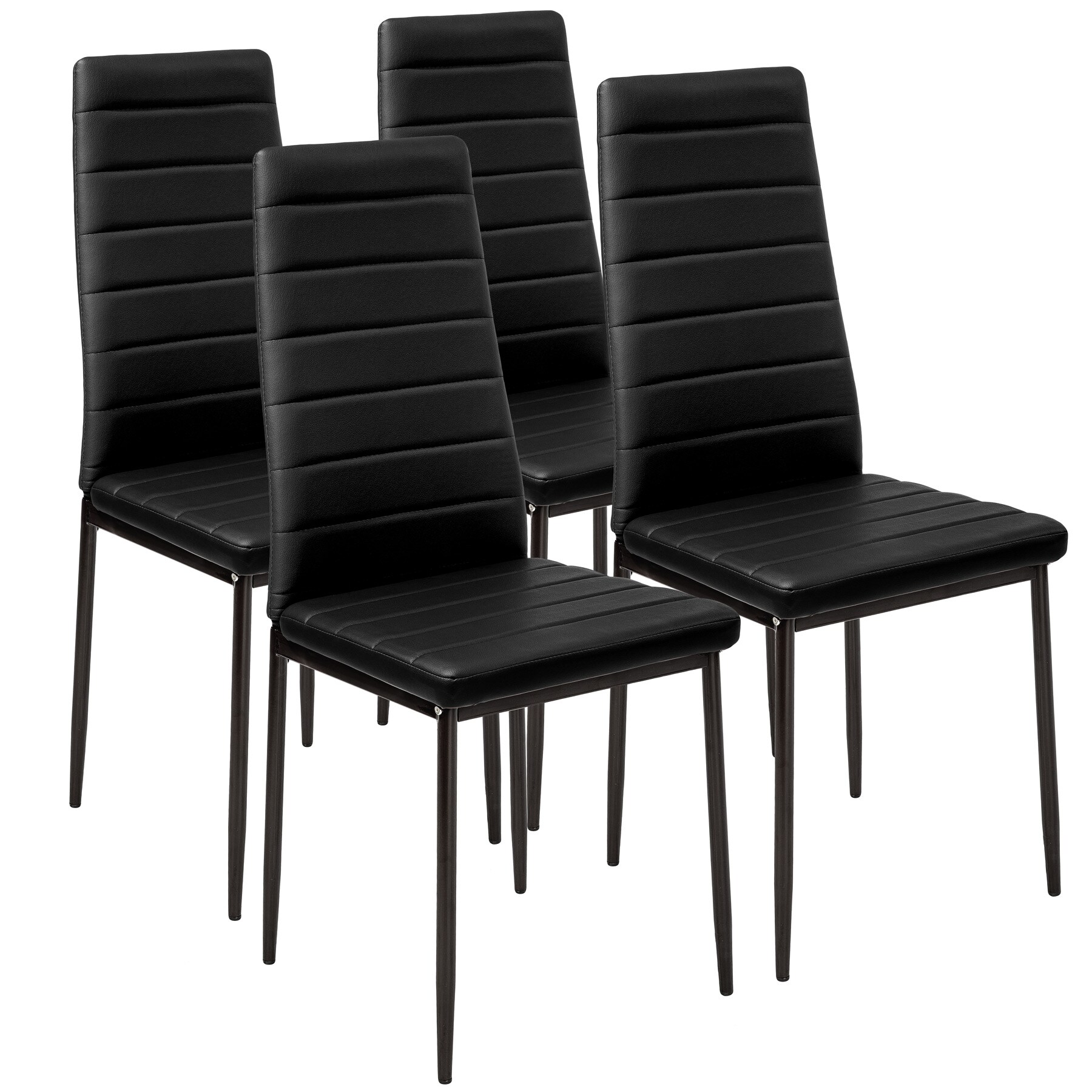 tectake® Set Esszimmerstuhl, gepolstert mit Kunstlederbezug, schlanke Stahlbeine, 41 x 45 x 98,5 cm