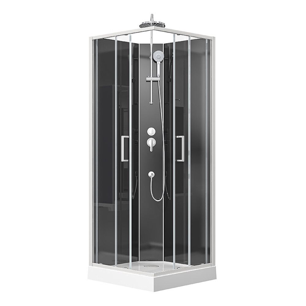 DUSJKABINETT CAMARGUE CIO SQUARE 80X80X220CM HVIT/SVART