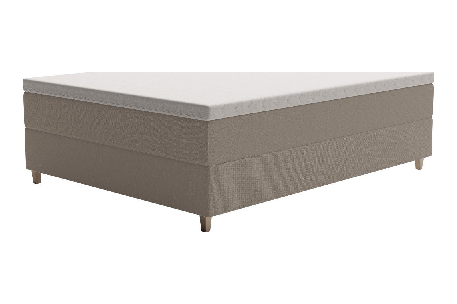 XOV Venus Kontinentalseng 140x200 cm i tekstil storm 09 beige, medium/medium med Premium 15 overmadrass og sort firkantede ben, gavl selges separate