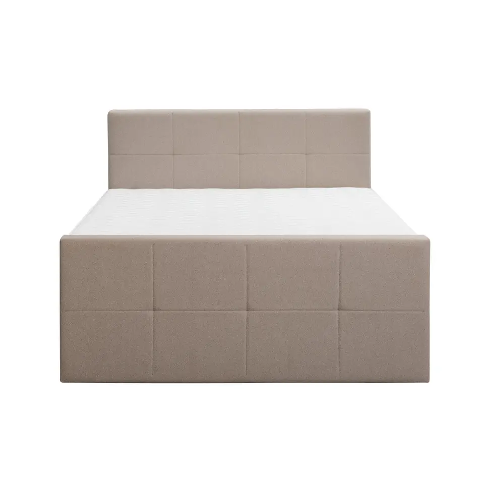 Boxspring met voetbord Liv geblokt - beige - 180x200 cm - vierkante poot