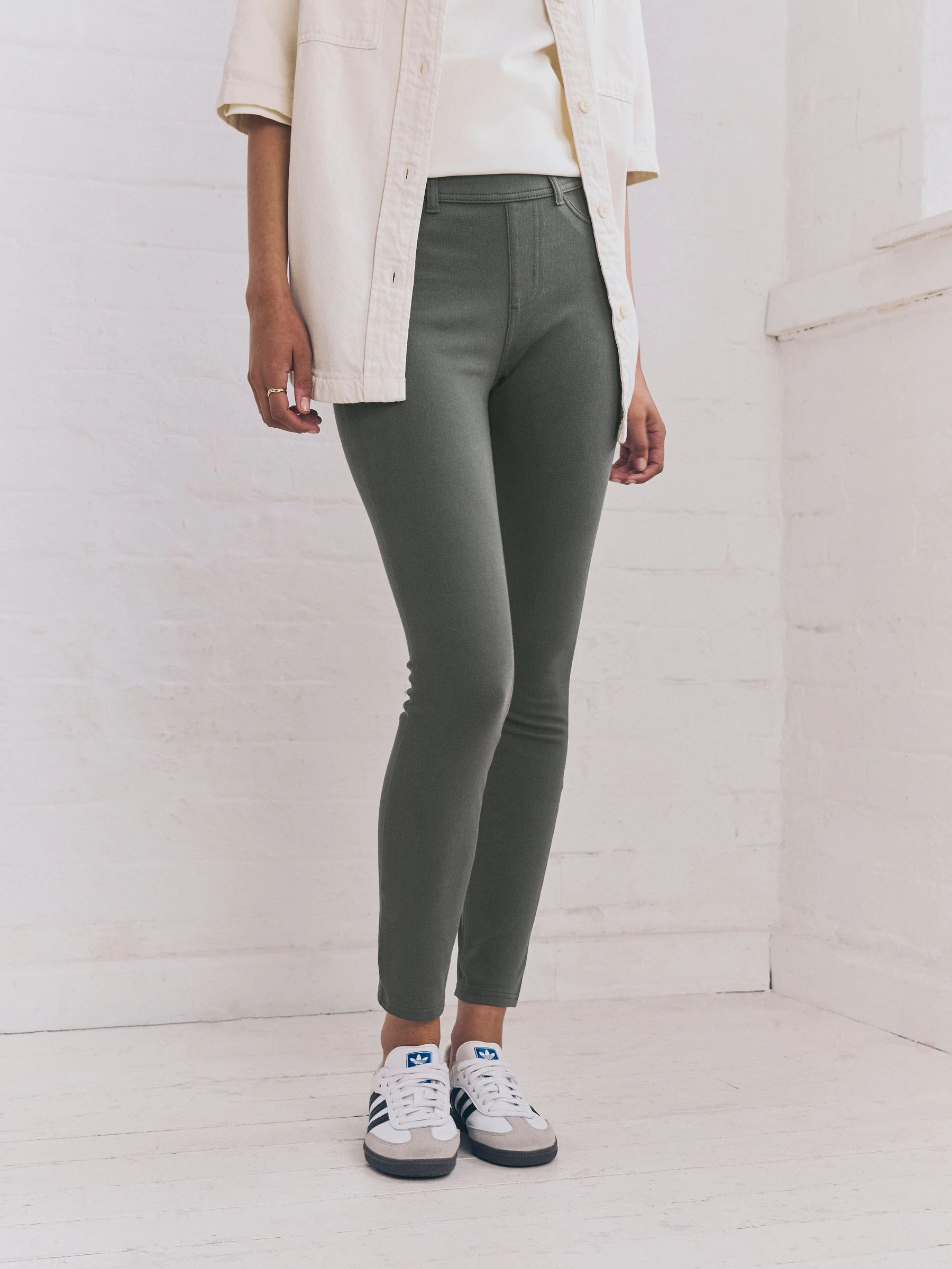 Grijs - Lange jersey denim leggings