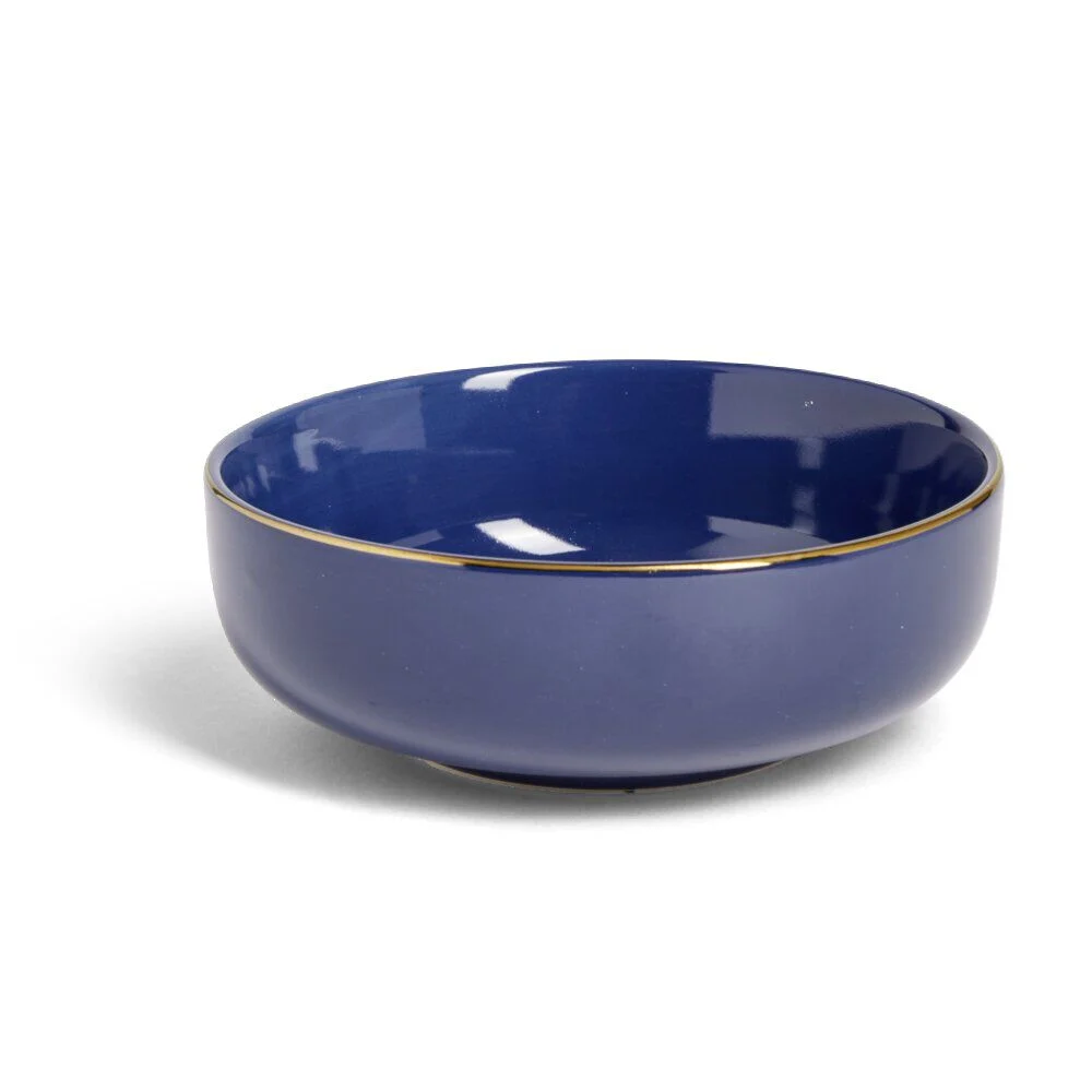 Coupelle Oslo faïence bleu marine avec bord doré Ø15xH10cm
