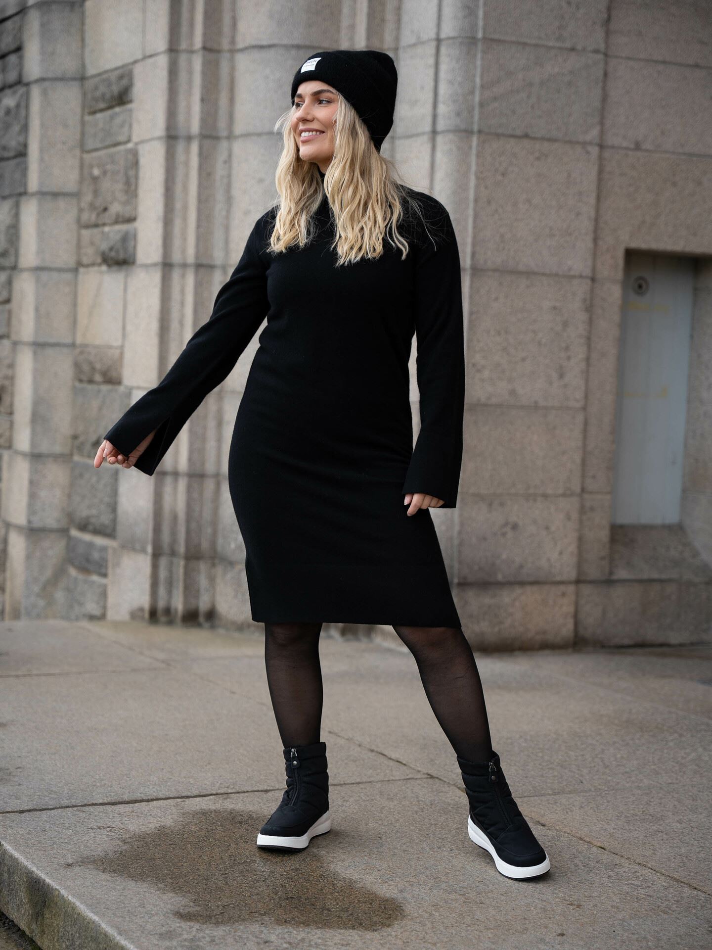 Emilie Long Sleeve High Neck Knit Dress