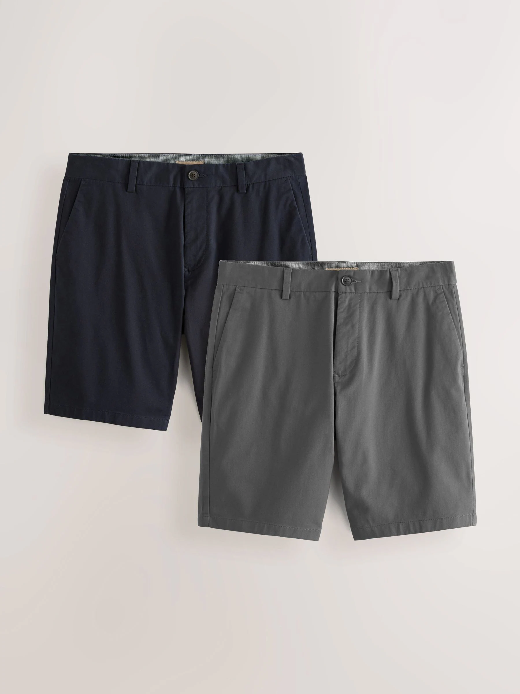Marineblauw/antraciet - Slim Fit - Set van 2 chinoshorts met stretch