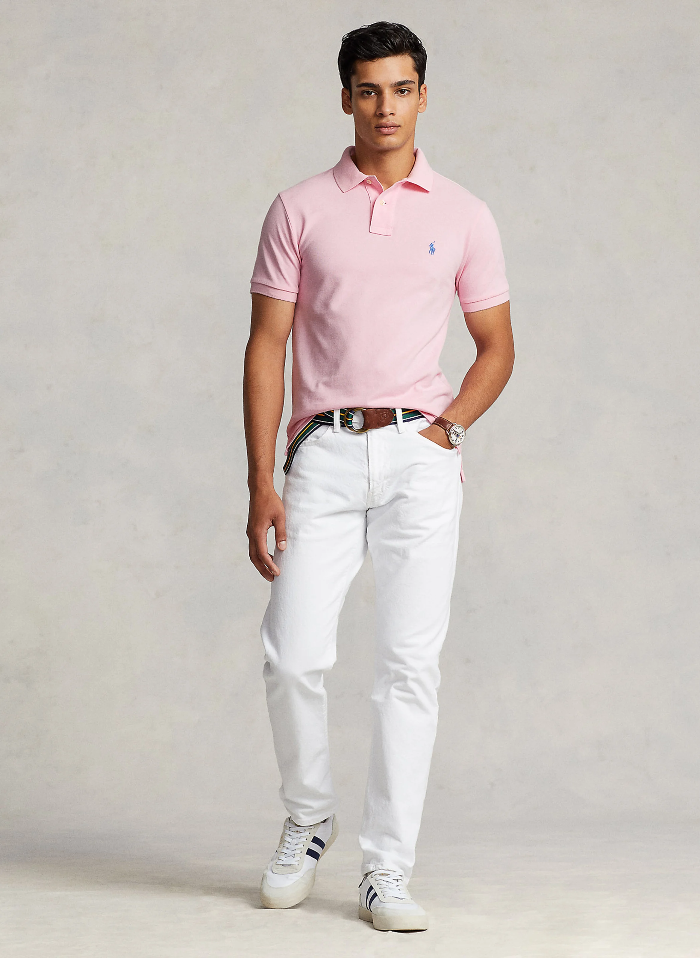 Polo slim-fit en coton piqué | Rose
