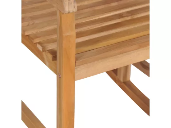 Chaise à bascule avec coussin crème Bois de teck solide