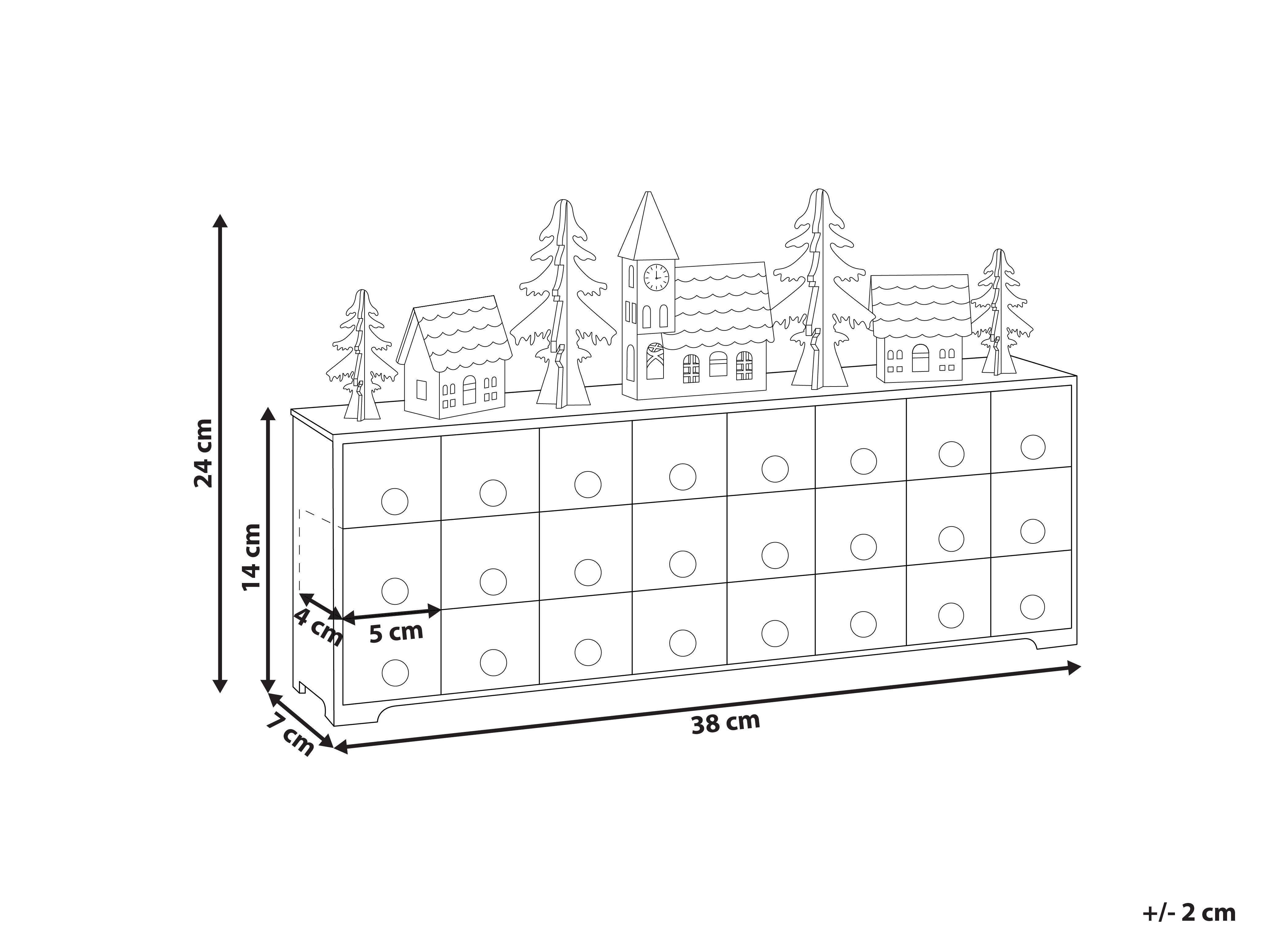 Kerstdecoratie LED MUONIO Adventskalender 24 cm Wit