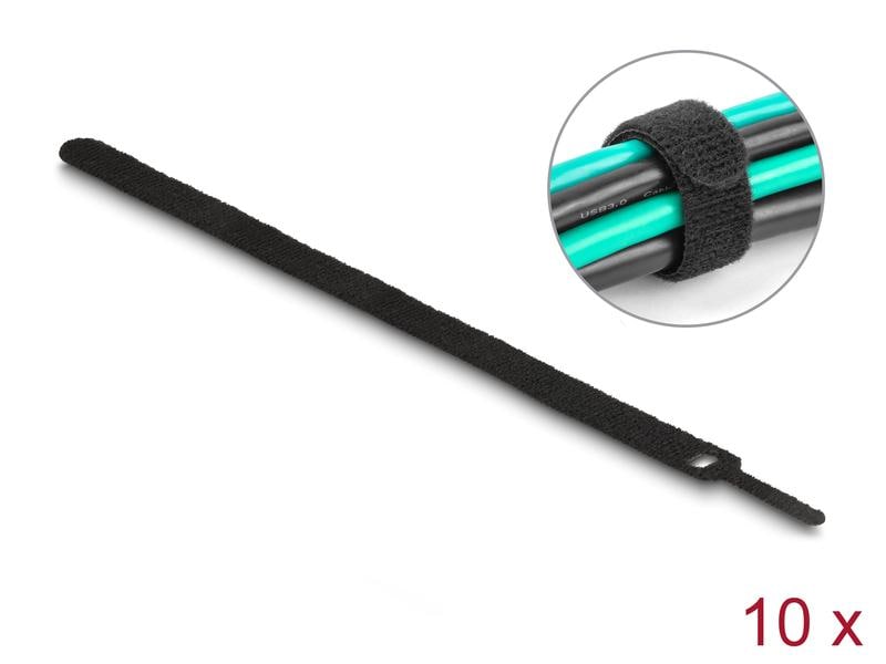 Delock Klettkabelbinder Schwarz 300 mm x 12 mm, 10 Stück Delock Klett-Kabelbinder L 300 x B 12 mm schwarz 10 Stück