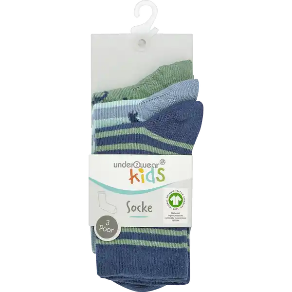 3er-P. Jungen Socken Dino 31 / 34 GOTS
