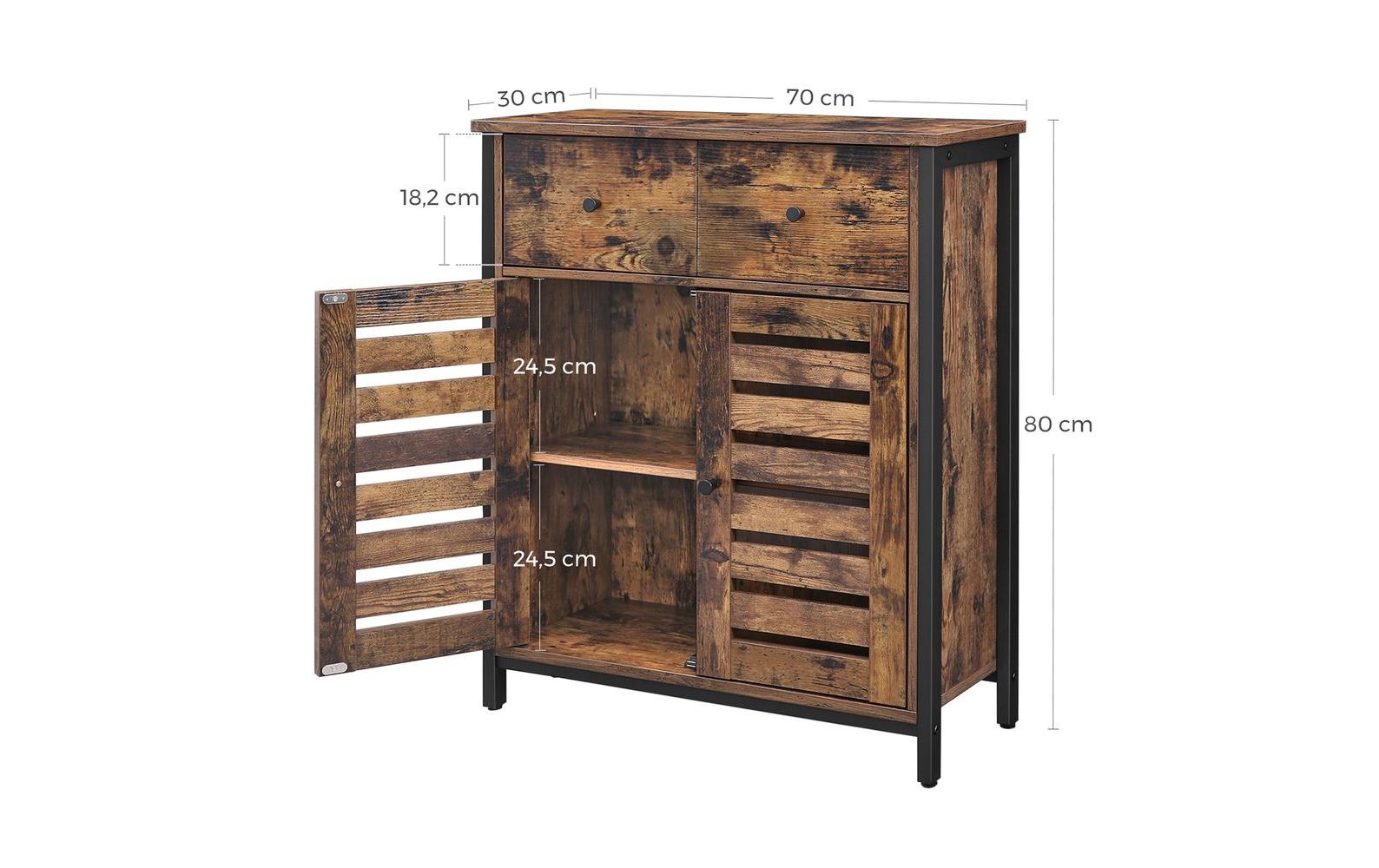 Kommode 80 x 68.6 cm, Braun<br>Holzschrank mit 2 Türen