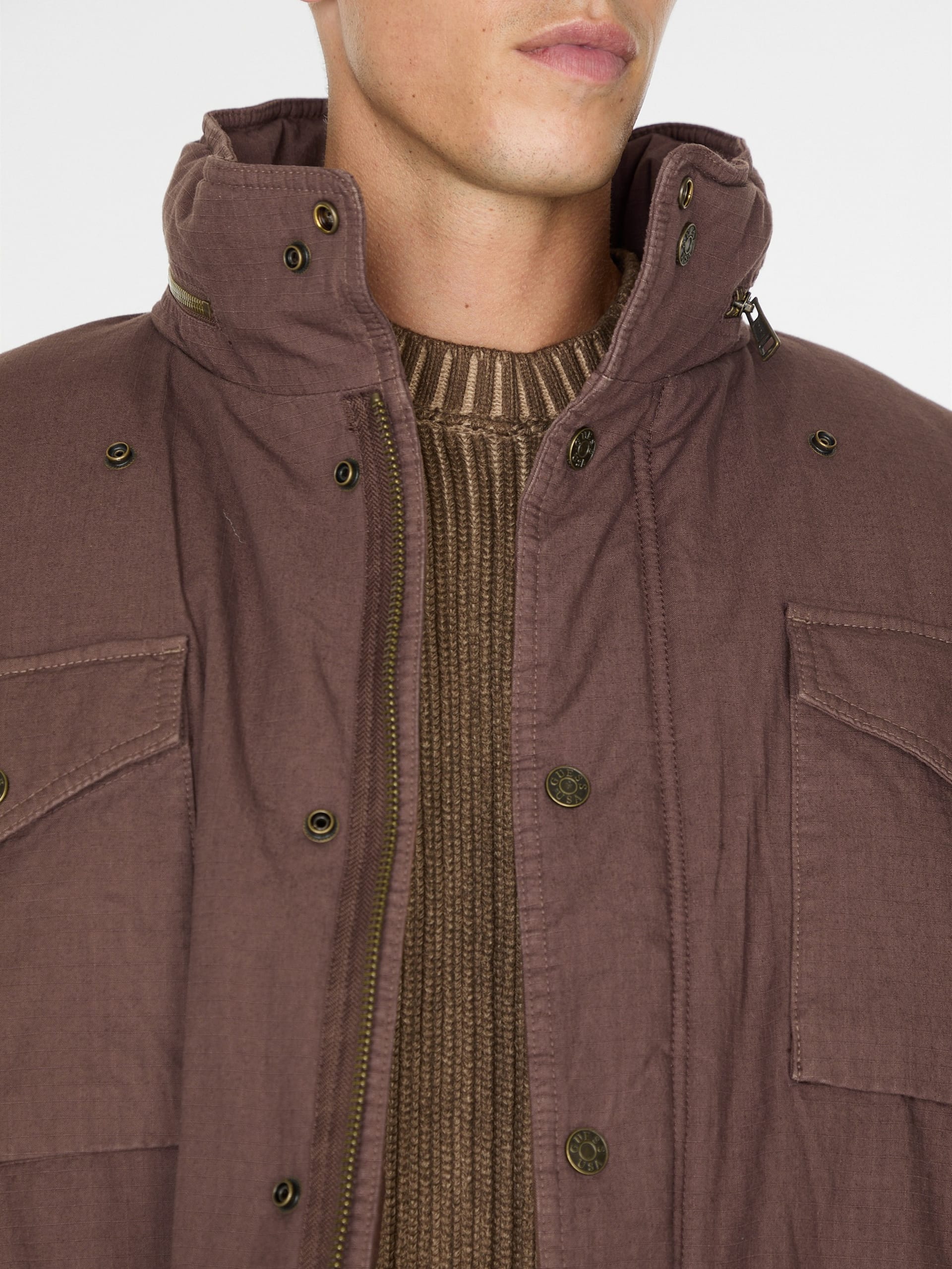 Jaqueta parka de algodão ripstop